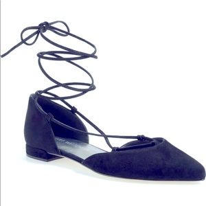 STUART WEITZMAN TYLER WRAP AROUND SUEDE FLATS SZ9